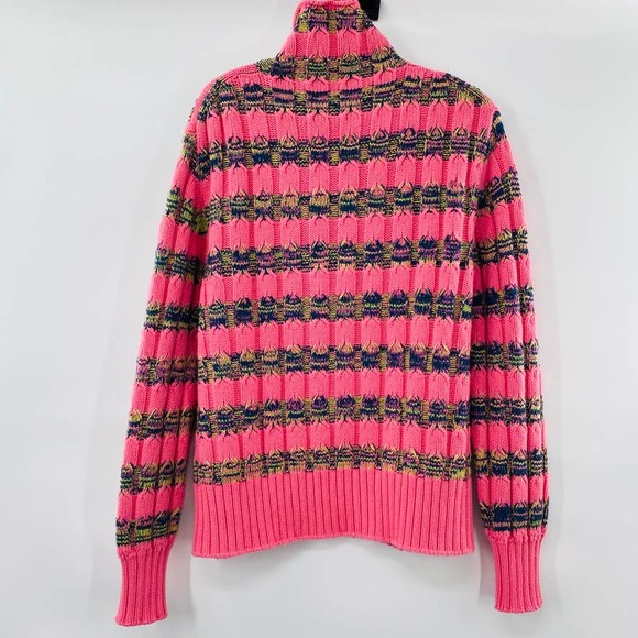 DIOR Mens Pink Striped Knit Turtleneck Wool Cashmere Summer Mens Md Wms Lg/XL - Picture 7 of 16